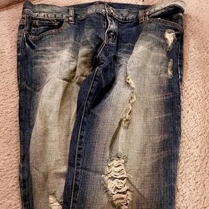 Distressed Blue Jeans